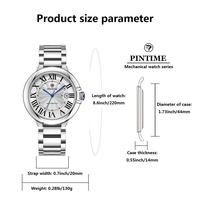 Montre mécanique pour homme en acier inoxydable, mouvement 2813, cadran à chiffres romains, étanche, marque haut de gamme, affichage à aiguilles, couronne
