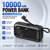 Banco de Energía Portátil Estilo Cápsula de 10000mAh para Reloj y Teléfono Inteligente, Carga Rápida PD de 22.5W, Carga Inalámbrica, Logotipo Tipo-C Personalizable