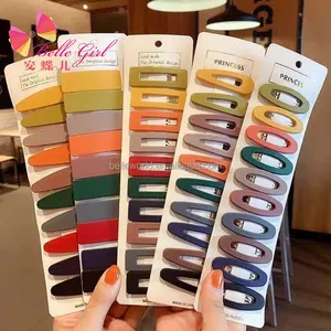 BELLEWORLD 10pcs/set candy colors children's Metal snap hair clips pack colorful hairpins for kids girls women