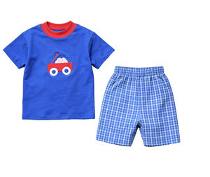 Conjunto de Ropa de Verano para Bebé Niño BSSO1865, Diseño Personalizado de Boutique, Rayas Rojas y Sandía, Conjuntos de Verano al por Mayor - Product Image 2