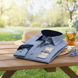 Camisas Casuales Azules para Hombre, 100% Algodón, Talla Grande, Primavera - Product Image 2