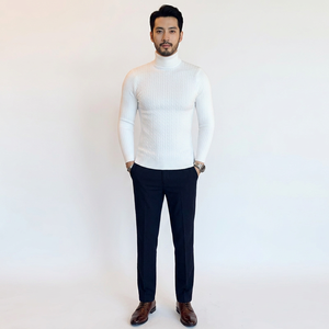 <b>Men's</b> Fashionable High <b>Neck</b> Pullover Long Sleeve Winter Sweater <b>Turtle</b> <b>Neck</b> Pattern Breathable Knitted for Autumn Season Warming - Product Image 1