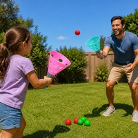 Jeu de lancer et d'attraper la balle, 2 raquettes, 5 balles, jeu interactif pour enfants, extérieur, intérieur, famille, parent-enfant, jouet éducatif, cadeau