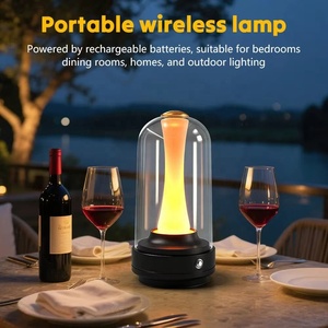 USB Rechargeable Candle Table Lamp Stepless Dimmable 3 Color <b>Touch</b> Control Bedside Desk <b>Light</b> Romantic Room Decor - Product Image 3
