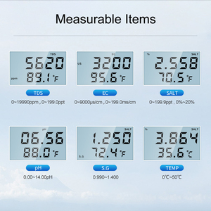Medible TDS/EC/SALT/<span class=keywords><strong>pH</strong></span>/<span class=keywords><strong>S</strong></span>.G/Temperatura 6 en 1 Inalámbrico en línea Multiparámetros Probador de calidad del agua Detector Mointer - Product Image 3