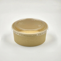 Bol à salade jetable en pulpe de bambou de 750 ml avec couvercle, récipient alimentaire à emporter