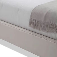 Base de Cama Tapizada de Madera de Diseño Moderno con Cabecero Acolchado, Cama de Tela Suave Tamaño Queen/King para Muebles de Dormitorio