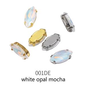 3D Glass Rhinestones protein Mocha màu navette Shape SEW-on kỹ thuật với kim loại Claw cho may trang trí - Product Image 6