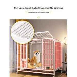 Cage pour <span class=keywords><strong>chien</strong></span> d'intérieur de taille moyenne avec fermeture à bouton Toilette à motif solide Chenil intégré pour petits chiens comme Shiba Inu et <span class=keywords><strong>Corgi</strong></span> - Product Image 6