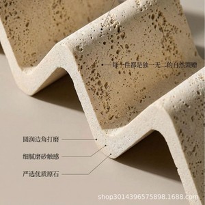 Support à savon en travertin naturel Wabi Sabi pour dropshipping Shopify, organiseur de salle de bain, égouttoir pour 2 savons - Product Image 3