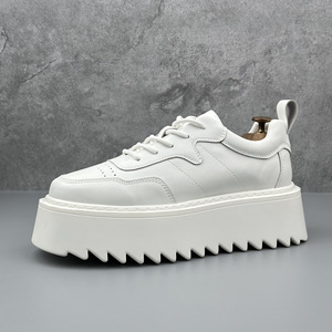 Chaussures de skate décontractées pour hommes, nouvelle collection automne, en cuir synthétique, à semelle épaisse, rehaussantes, respirantes, à lacets - Product Image 5
