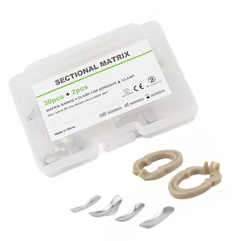 Accessori per il trattamento dentale Kit sistema a matrice sezionale da 32 pezzi bande a matrice dentale autoclavabili con bloccaggio in resina
