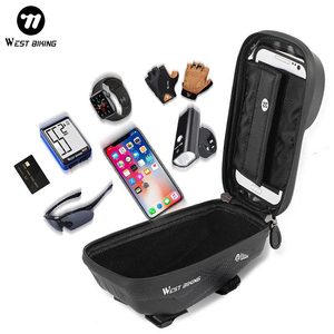 Sac de cadre avant pour vélo WEST BIKING, étanche, antichoc, 360° °   Sacoche de guidon rigide pour vélo, compatible avec téléphone de 6,5 pouces - Product Image 6