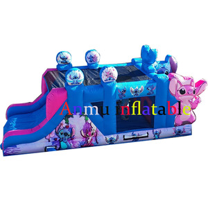 Jeux gonflables d'extérieur sur le thème de Stitch pour enfants, châteaux gonflables et structures gonflables combinées avec toboggans - Product Image 4