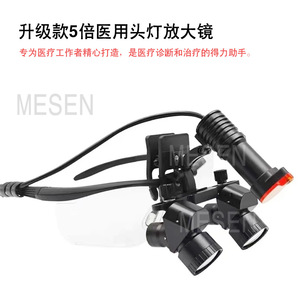 Loupe dentaire à fixation sur tête Mengen avec éclairage pour chirurgie buccale et procédures ORL - Product Image 4