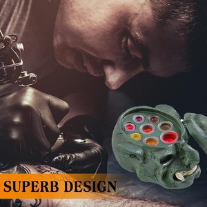 Hard Resin Skull Tattoo Ink Cup <b>Holder</b> 7 Holes Pigment Stand 4 Colors for PMU Tattoo Accessories Display - Product Image 6