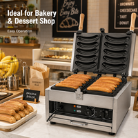 Máquina Comercial para Hacer Waffles de Plátano, a Gas o Eléctrica (220V 2kW), de Acero Inoxidable Antiadherente, para Tiendas de Snacks