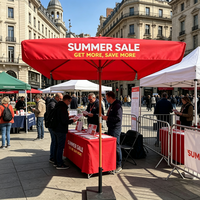 Parasol publicitaire carré d'extérieur pour terrasse, avec mât en bois, parasol de plage en bambou, parasol de café promotionnel