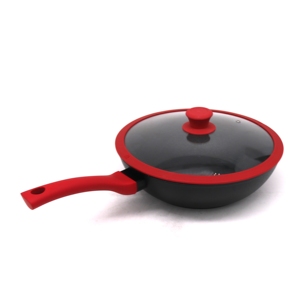 Utensilios de cocina de mármol antiadherentes, profesional, Fondo de <span class=keywords><strong>3</strong></span> capas, Wok chino con tapa - Product Image 3