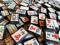 Jeu de tuiles de mahjong chinois rétro, bord noir, motif traditionnel Dragon Phénix, pour les réunions de famille et les activités ludiques de vacances