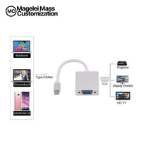 Adaptor USB C ke VGA OEM, Konverter Tipe C ke VGA Kompatibel dengan Mac-Book Pro 2018/2017