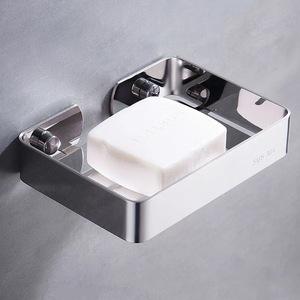 Porte-savon carré standard en acier inoxydable brossé, simple couche, pour rangement salle de bain et toilettes - Product Image 1