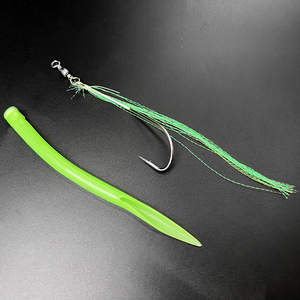 Juego de anzuelos luminosos para anguila, anzuelos de vástago largo con púas, señuelos coloridos para lubina rayada, tubo de arrastre, cebo para pesca en agua salada - Product Image 2