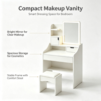 Coiffeuse de chambre tout-en-un avec rangement, moderne et simple, pour petits espaces, avec panneau MDF, ensemble de chambre