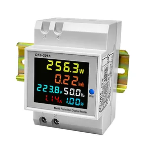 Monitor 6 em 1 din rail ac 110v 220v 380v 100a, voltagem fator de potência atual kwh ativo medidor de frequência de energia elétrica volt amp