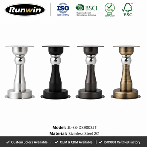 Set di Fermaporta Magnetici in Acciaio Inox Nero Opaco Autoadesivi 3M, Protezione per Pareti Interne, Montaggio a Muro, OEM, Resistenti - Product Image 1