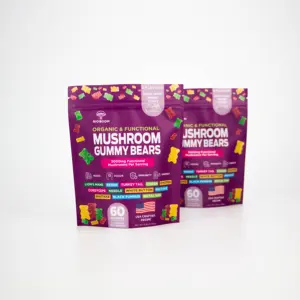 Impresión personalizada mate a prueba de olores Mushroom Gummy Bears Packaging Stand up bolsa con cierre de cremallera para dulces