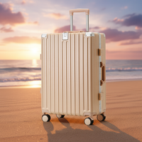 Valise à roulettes en aluminium, 24 pouces, grande capacité, roues silencieuses universelles, sac de voyage unisexe de haute qualité