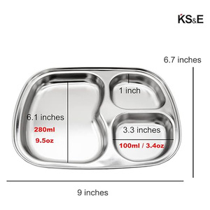 Ngăn thép không gỉ trẻ em tấm với khay dễ thương sinh viên có thể sử dụng tấm ăn tối chia định dạng Gạo Trái cây thực phẩm tablewar - Product Image 4