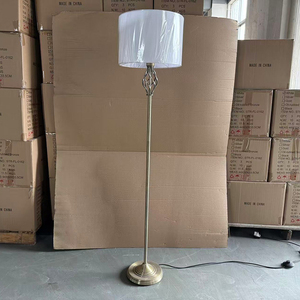 Lámpara de pie con cable eléctrico de estilo tradicional europeo, acabado de níquel satinado, pantalla de luz cónica blanca de lujo, lámpara de pie para decoración del hogar - Product Image 2