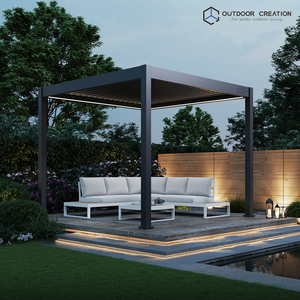 Pergola Bioclimatica Motorizzata Impermeabile con Luci LED, Ecologica, 3x3m, in Alluminio Verniciato a Polvere, con Lamelle Orientabili per Balcone e Giardino - Product Image 3