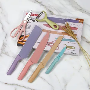 6 pezzi Colorati utensili da cucina Eco-Friendly paglia di Grano materiale coltello da cucina set di Strumenti di Cottura del Cuoco Unico Della Lama