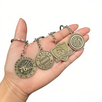 Porte-clés souvenirs personnalisés en émail souple de forme ronde, style dessin animé vintage, avec logo de marque et hélice en laiton