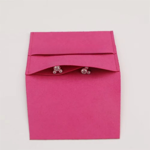 Pochette à bijoux personnalisée rose poudré en microfibre, enveloppe en velours avec rabat, pochette pour collier, bague, boucles d'oreilles, bracelet, SANS logo - Product Image 2
