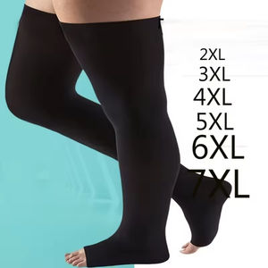 Graduado 20-30 mmHg Tallas grandes Anti Venas varicosas Banda superior de silicona Punta abierta Alivio Muslo <span class=keywords><strong>Medias</strong></span> de alta <span class=keywords><strong>compresión</strong></span> Calcetines - Product Image 4