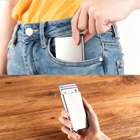 Portefeuille de cartes de crédit professionnel en aluminium de haute qualité avec blocage RFID, pop-up, vierge avec logo pour hommes
