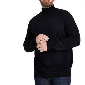 Custom Hochwertige Herren Big und Tall schwarz Slim Fit Langarm pullover mit Roll kragen Strick pullover