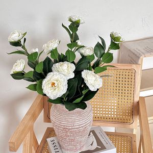 Flores Artificiales de Camelia de Seda, Alta Simulación, Decoración para Sala de Estar - Product Image 1