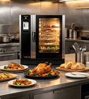 Four combiné électrique commercial multifonctionnel à vapeur et convection avec écran tactile pour boulangerie (soja/noix/maïs)