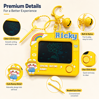 Porte-clés Tablette d'écriture LCD effaçable avec dessin animé d'animal mignon, pendentif mémo, breloque pour sac ou voiture, cadeau pour enfants