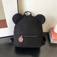 Sac à dos doublé de fourrure avec oreilles d'ours pour femme, style coréen, en peluche, à double bandoulière, pour filles et enfants, mignon, pour usage quotidien