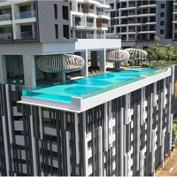 Les murs transparents de piscines dégagent le panneau de plancher acrylique, piscines en porte-à-faux