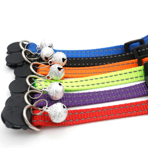 새로운 애완 동물 개 목걸이 나일론 사용자 정의 색상 도매 고양이 목걸이 벨 조정 가능한 이탈 반사 개 키티 칼라 - Product Image 2