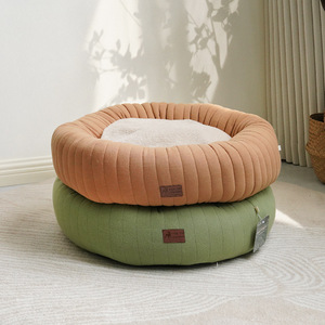 Fabricant vente en gros logo personnalisé produit pour animaux de compagnie coton rond chat chien lit de luxe - Product Image 3