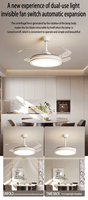 Ventilateur de plafond rétractable moderne de 42 pouces avec lumière LED et télécommande Conception de lampe sans lame invisible Corps en ABS et moteur à courant continu