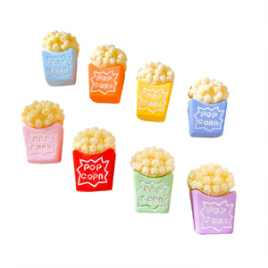 Miniature Popcorn Pendant Themed Food Jewelry Charm Plastic Resin <b>Gift</b> For DIY Jewelry Making Spring Summer Fashion Accessory - Product Image 1